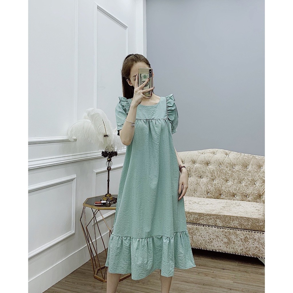 [MỚI VỀ] Váy bầu,đầm bầu dáng suông mẫu thiết kế chất đũi free szie từ 45-70kg