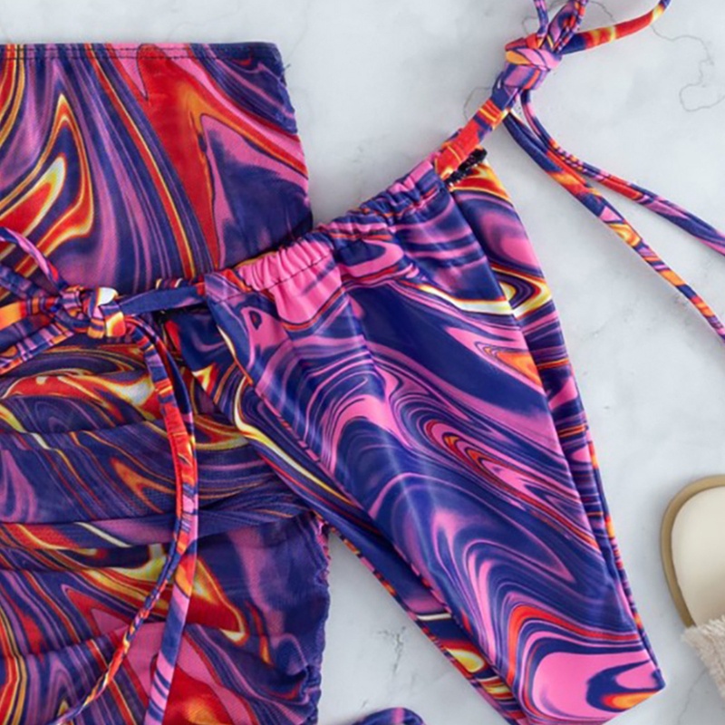 Bộ Đồ Bơi Bikini Ôm Dáng In Họa Tiết Mặt Trời Quyến Rũ Cho Nữ