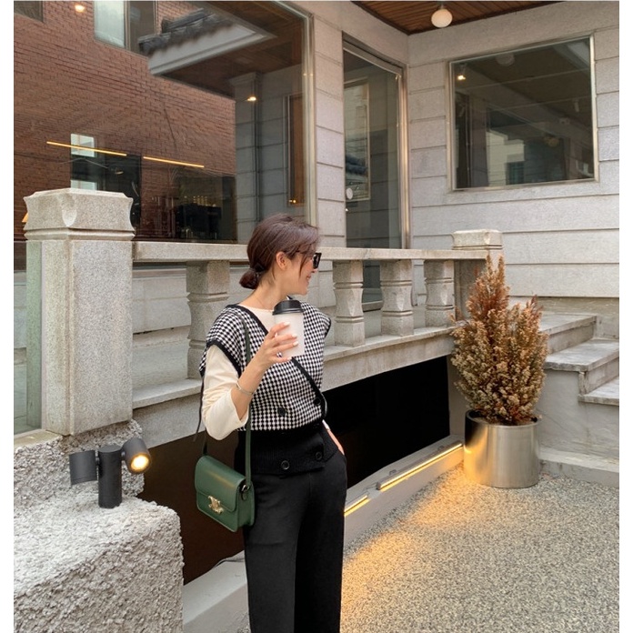 Áo Len Cardigan Họa Tiết Cổ Điển Phong Cách Hàn Quốc Sang Trọng Cổ V Không Tay Co Giãn [ hàng mới]