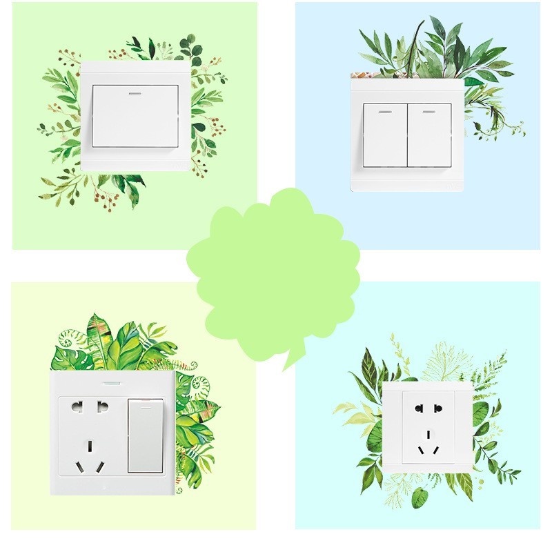 Miếng Dán Trang Trí Công Tắc Hình Cây Lá Chống Thấm Nước Độc Đáo