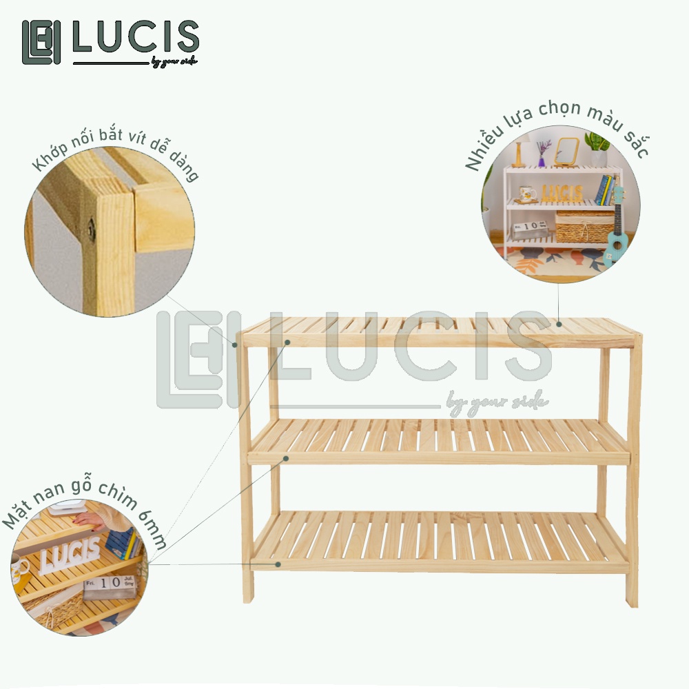 Kệ trang trí phòng khách 3 tầng LUCIS size 80cm - Kệ để giày dép đa năng