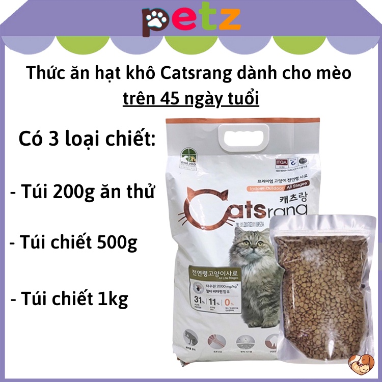 Thức ăn hạt cho mèo Catsrang Hàn Quốc PETZ hạt khô cho mèo túi 1kg