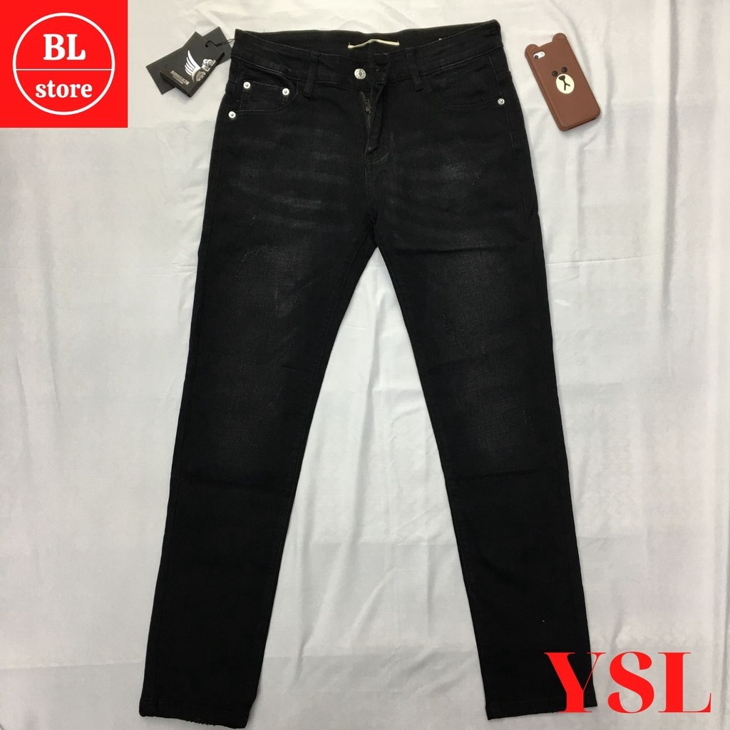 Quần jean nam đen trơn cao cấp chi tiết mạ vàng, quần bò nam đẹp co giãn sang trọng cho học sinh, đi làm công sở | BigBuy360 - bigbuy360.vn