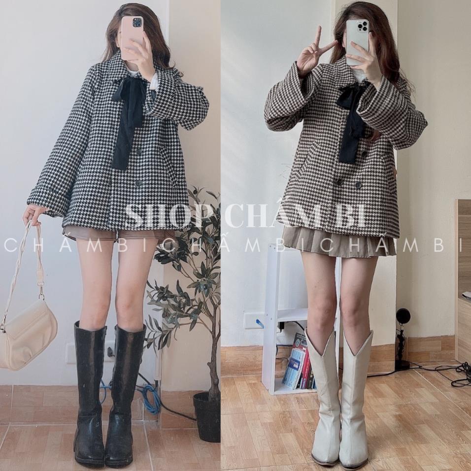 Áo khoác nữ kiểu A.110, Áo khoác dạ mùa đông Xuân Hòa tay rộng thắt dây nơ 2 màu nâu-đen cực xinh | BigBuy360 - bigbuy360.vn