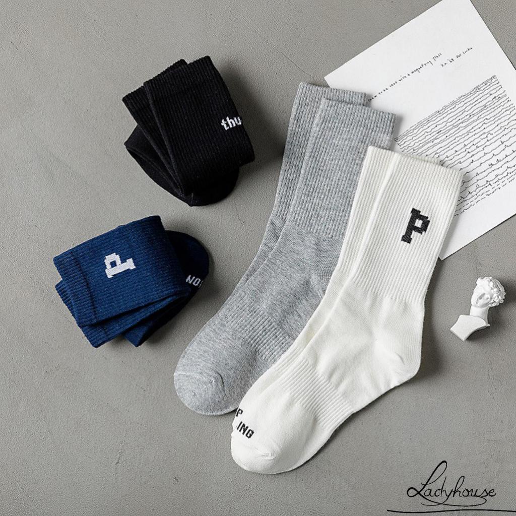 Tất thể thao dài co giãn in chữ đơn giản dành cho nữ