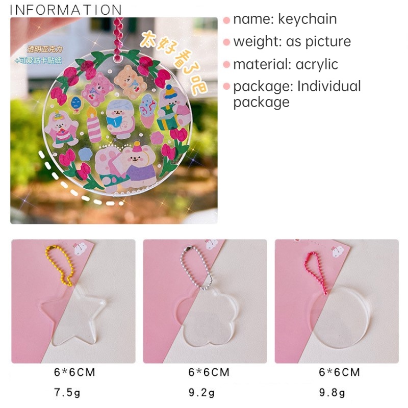 Móc Khóa Hình Tròn Bằng Acrylic Họa Tiết Ngôi Sao Lấp Lánh Diy Dễ Thương