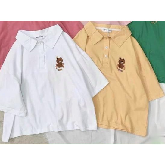 Áo Phông POLO Nữ Có Cổ Form Rộng In Hình Đôi Bạn Thân Nhỏ Cute Unisex Tay Lỡ Chất Thun Cotton Mềm Mát TTQ0021