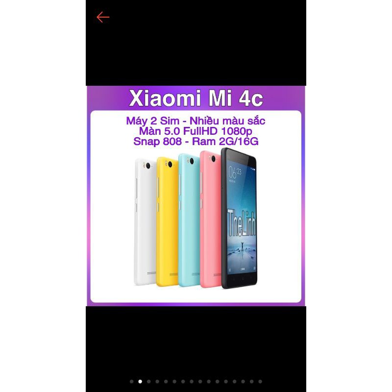 Điện thoại Xiaomi mi 4c 2 sim snap 808 màn hình 5.0 chiến liên quân pubg cực phê