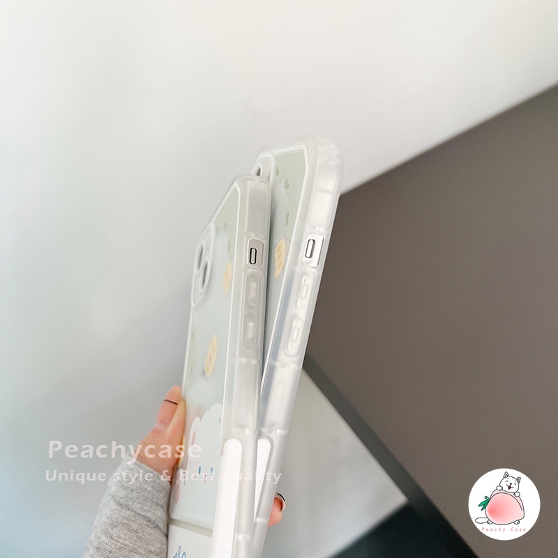 Ốp Điện Thoại TPU Mềm Họa Tiết Gấu/Hoa Dễ Thương Có Giá Đỡ Gấp Gọn Cho iPhone 13 12 Pro Max 11 Xr Xs Max X