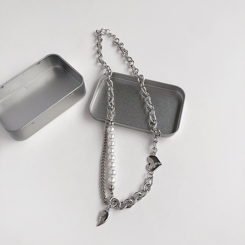 Vòng cổ Chuỗi Ngọc Trai Kim Loại Phong Cách Hiphop