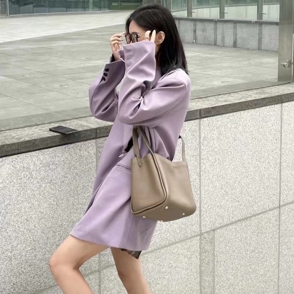 Songmont Túi Xách Da Bò Sức Chứa Lớn Màu Xanh Dương Rau Củ Quả Thời Trang Thường Ngày Cho Nữ SO777777