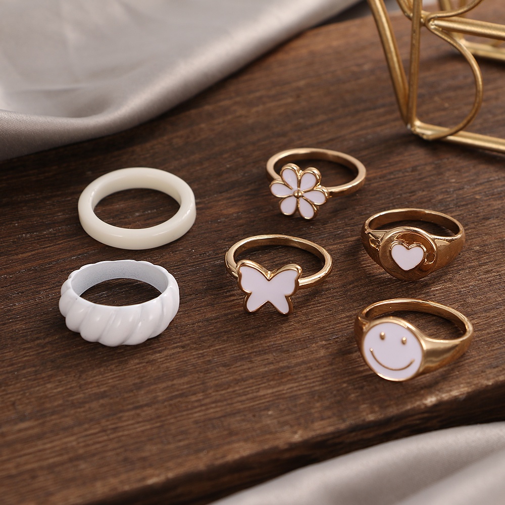 Bộ 6 nhẫn đeo khớp ngón tay phong cách Vintage xinh xắn dành cho nữ Y2K