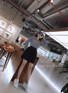 Set Áo phông kẻ Quần sooc (2 màu ảnh thật)