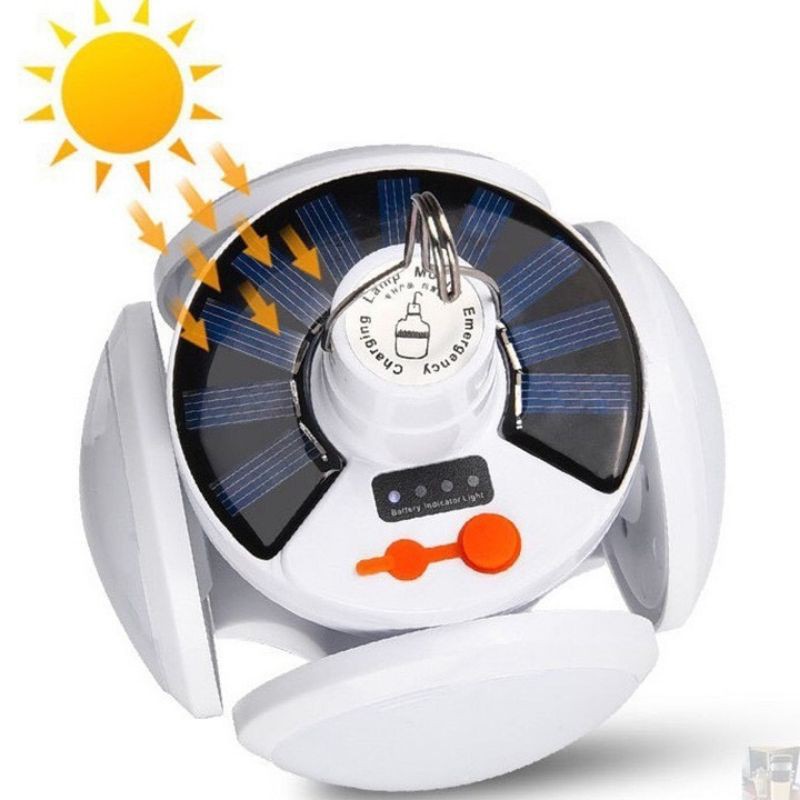 Bóng đèn tích điện năng lượng mặt trời hình trái banh 4 cánh có sạc