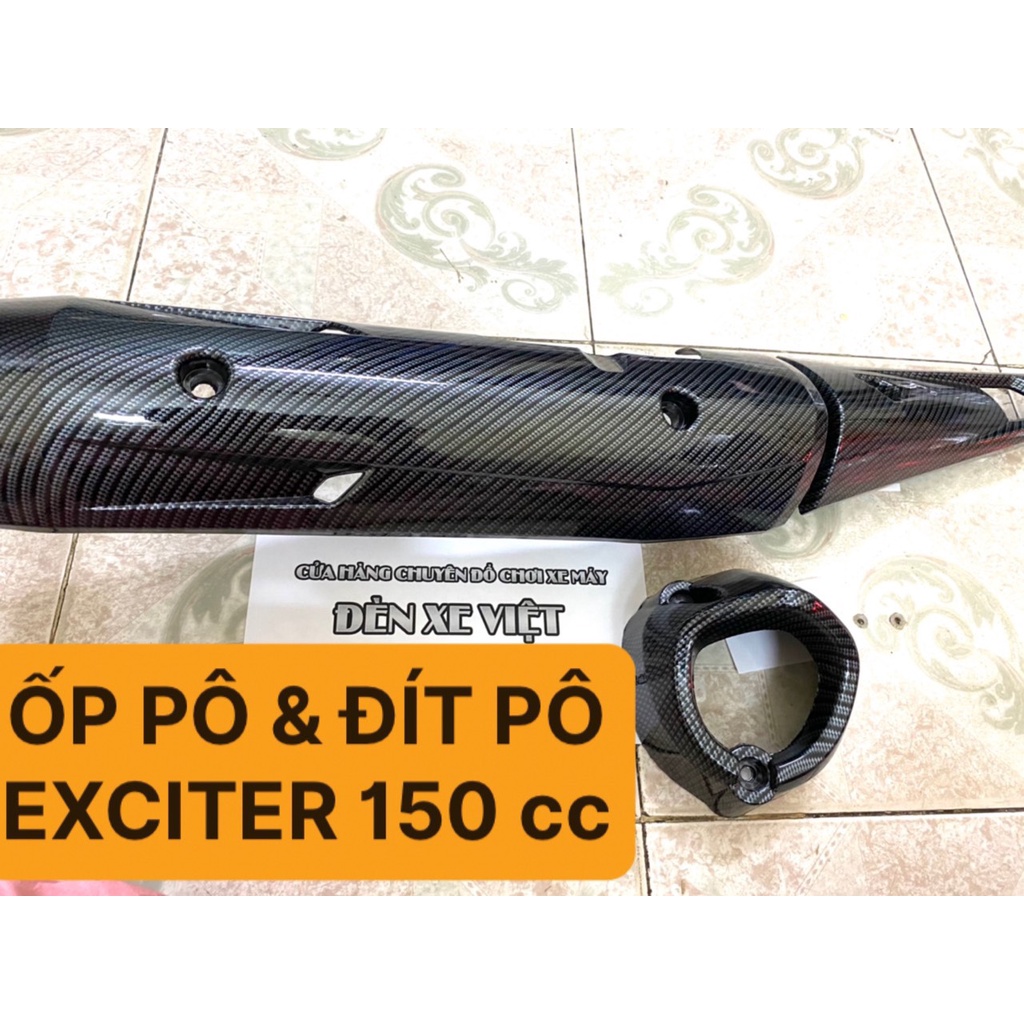 ỐP PÔ VÀ ĐÍT PÔ EXCITER 150 - EX 150 - MÀU ĐEN VÂN CARBON THỜI TRANG CỰC ĐẸP - ĐÈN XE VIỆT