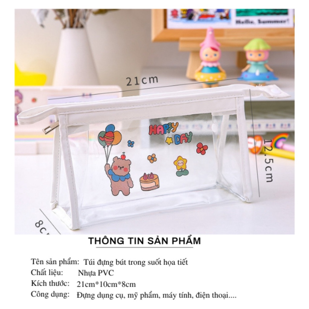 Túi Đựng mỹ phẩm túi đựng đồ đa năngTrong Suốt In Họa Tiết Hoạt Hình Đáng Yêu Đa Dụng