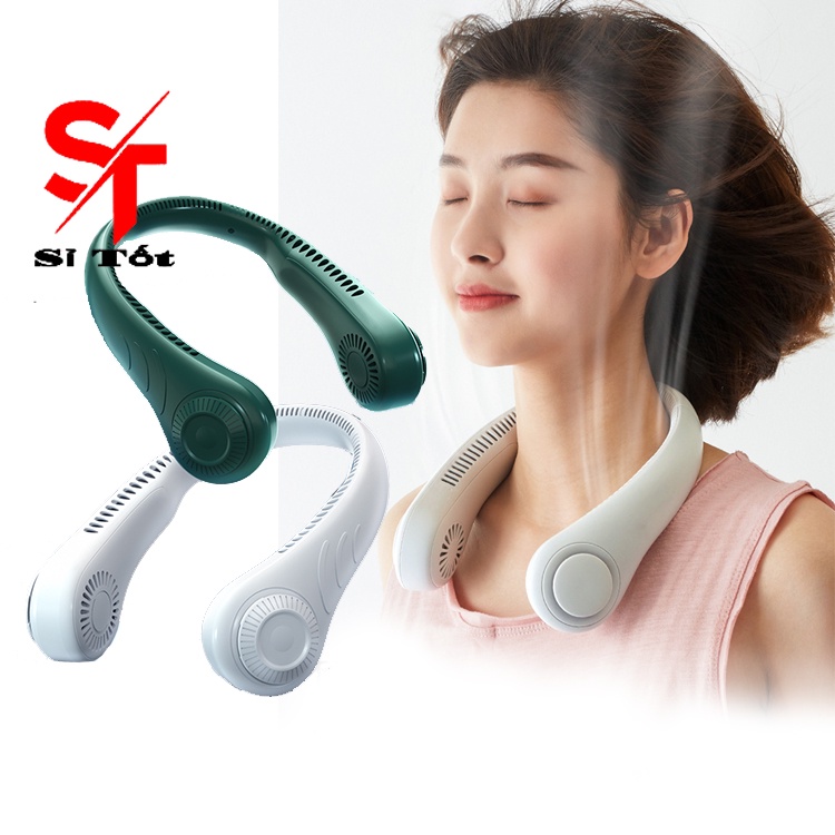 Quạt Đeo Cổ Mini 3 Tốc Độ Gió Mạnh Êm Có Sạc Tích Điện Cổng USB