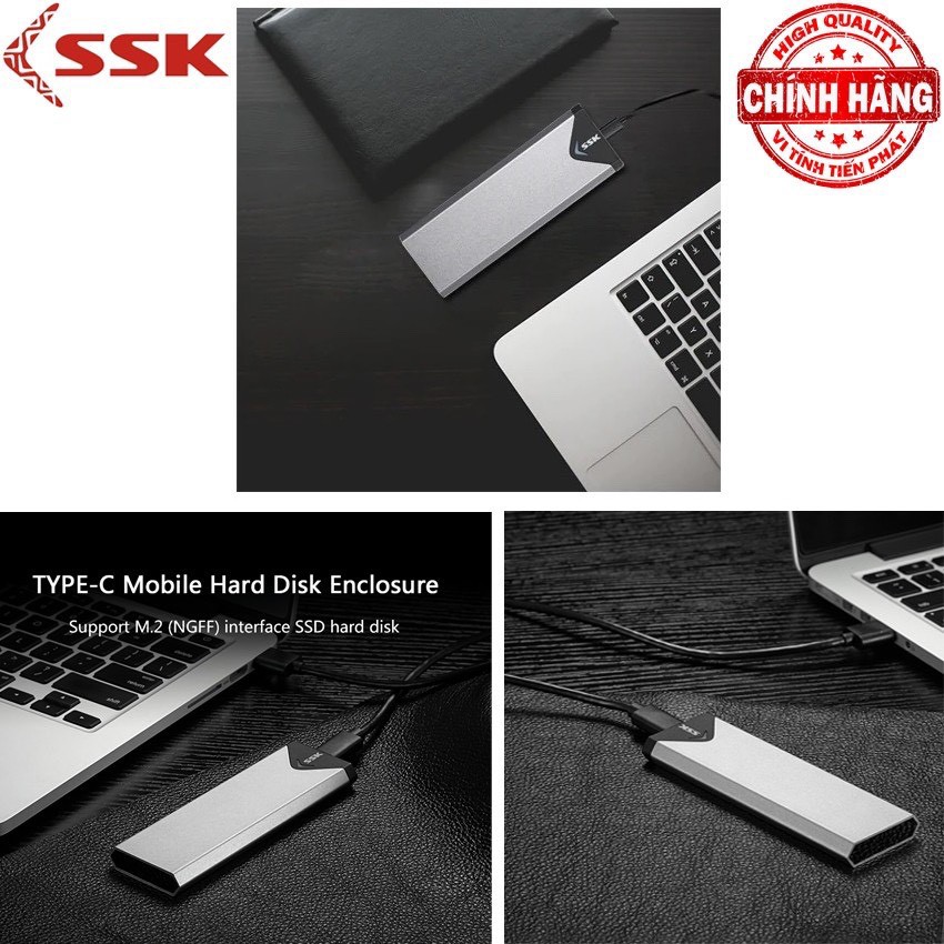 Box chuyển SSD M2 Sata sang ổ cứng di động - SSK SHE-C320,C327 chuẩn USB 3.0 - 5Gbps M.2- Hàng Chính Hãng bh 9 tháng