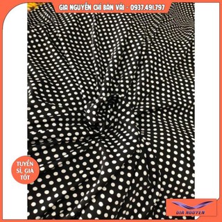 Vải lụa mango chấm bi trắng nền đen-2 màu kinh điển-dễ phối đồ-May được nhiều loại trang phục-Siêu tôn dáng tôn da-Loại1