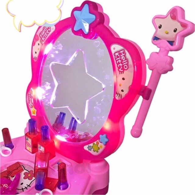 Hộp đồ chơi bàn trang điểm hello kitty pink (dùng pin, có đèn, nhạc)