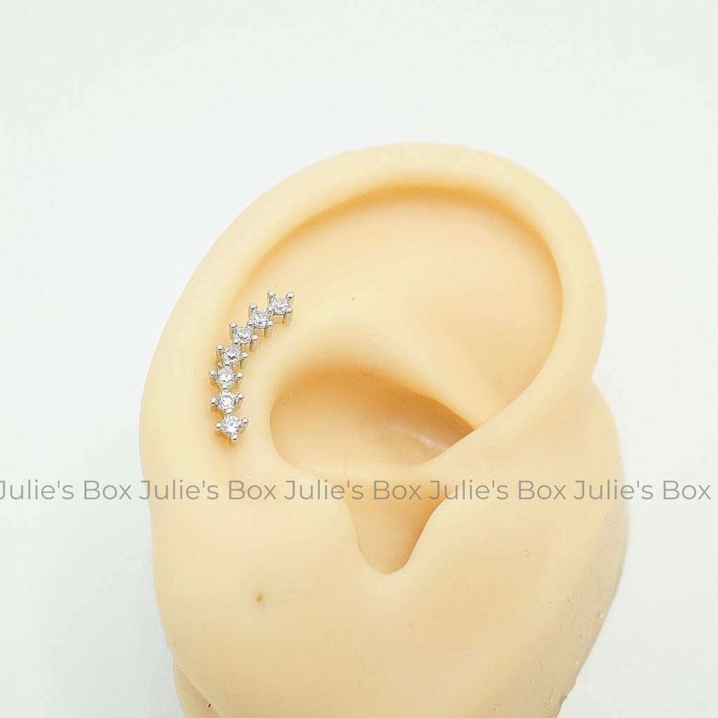 Khuyên Tai Vành 7 Đá Tai Xỏ Nam Nữ Hình Unisex Titanium Không Đen Không Ngứa Không Dị Ứng julies box