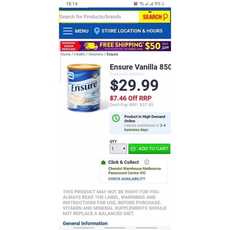 Sữa Ensure Úc 850g