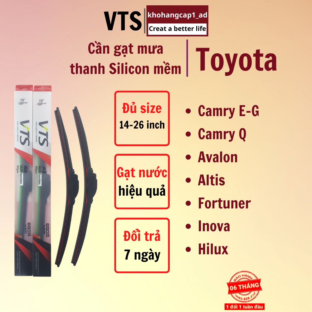 Bộ cần gạt mưa Silicon thanh mềm dành cho xe Toyota: Fortuner, Camry Q, Altis, Inova, Hilux - khohangcap1_ad