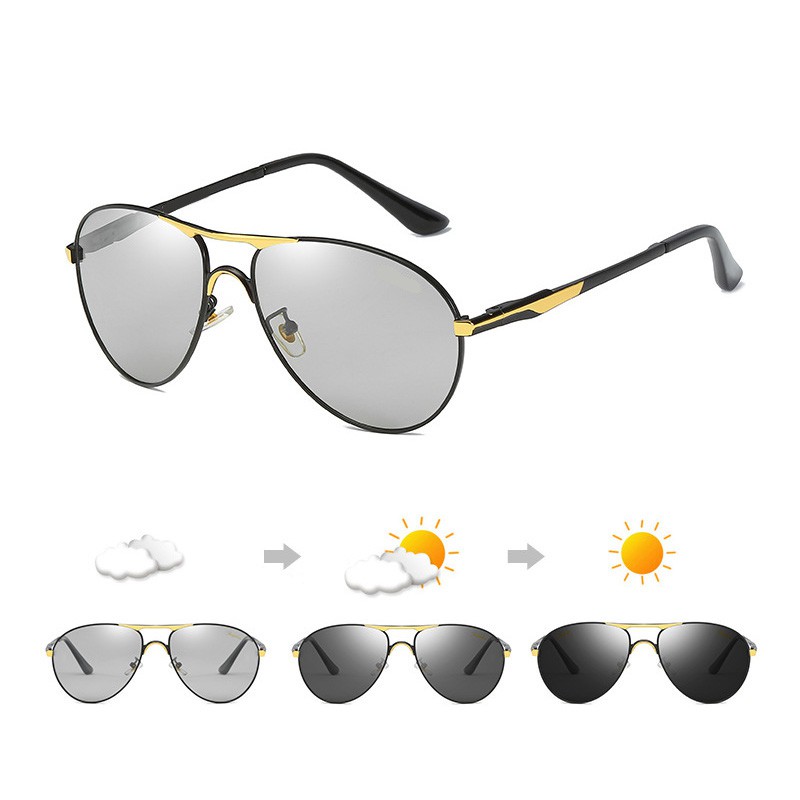 Mắt Kính Đổi Màu Nam Tính Đi Ngày Đêm Kính Râm Phân Cực Polarized K80 Chống UV400 - Tặng Kèm Hộp Da Đựng Kính Khăn Lau