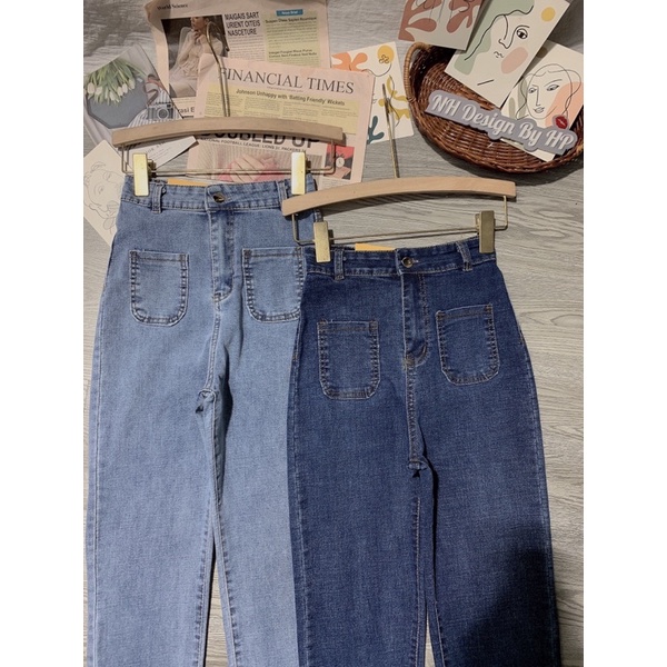 Quần jeans túi trước ôm xắn gấu siêu cute