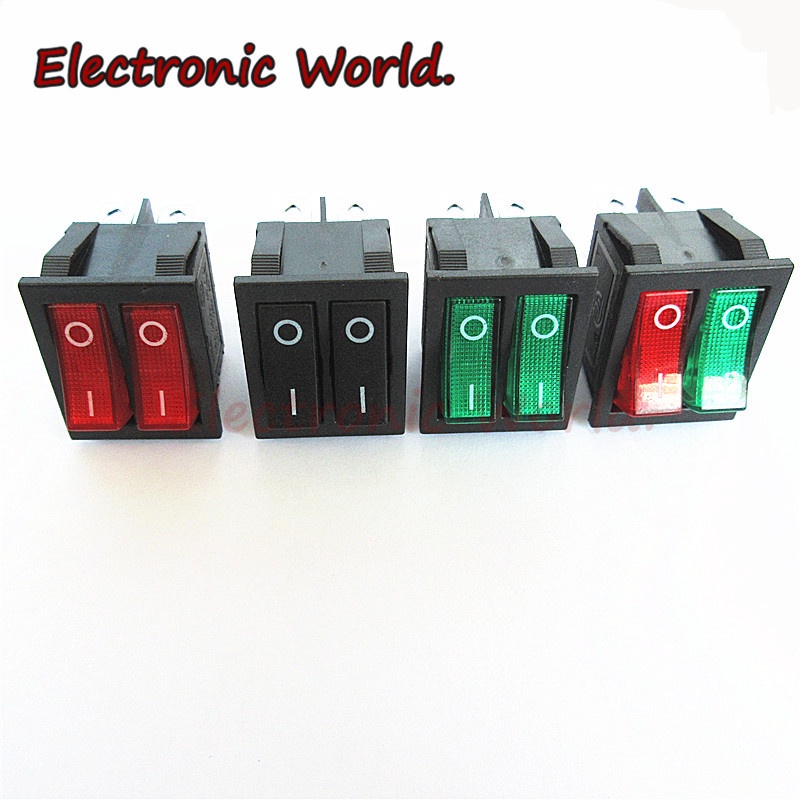 Công Tắc Bật/Tắt 2 Bánh Răng KCD6 4/6 Pins Kèm Đèn Đơn/Đôi Chất Lượng Cao