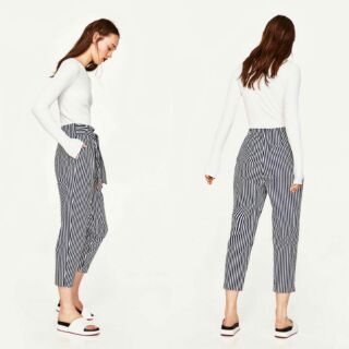 Trouser sọc nhuyễn thắt eo Zara