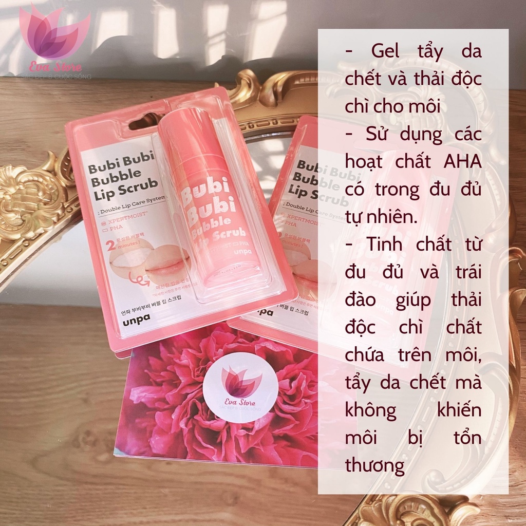 [ Chính hãng] Tẩy Tế Bào Chết Môi Sủi Bọt Bubi Bubi Lip By Unpa 12ml