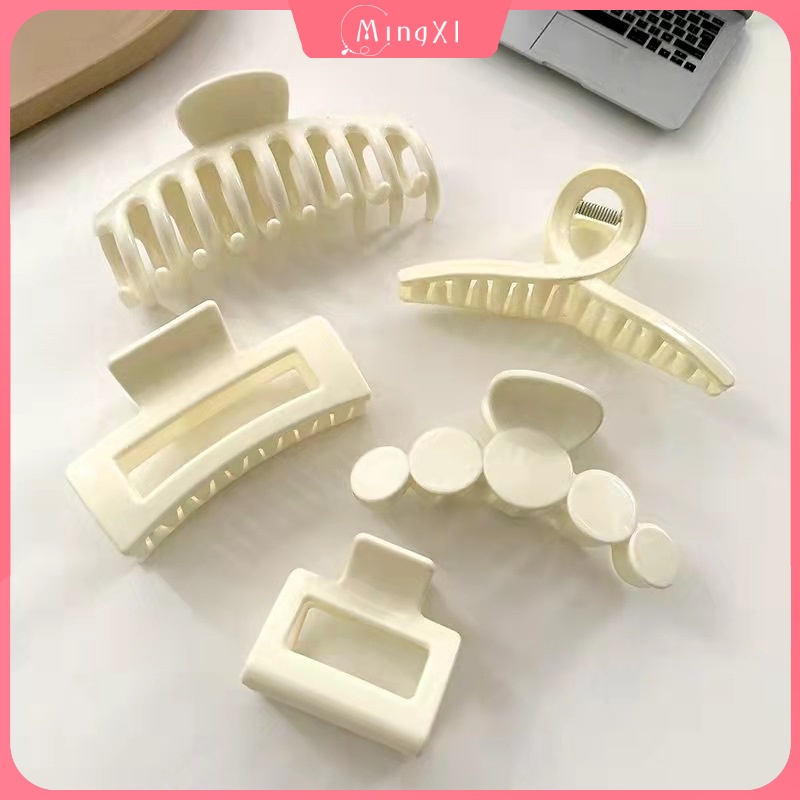 Kẹp Tóc Móng Vuốt Cỡ Lớn Màu Trắng Xinh Xắn Thời Trang Hàn Quốc Cho Nữ