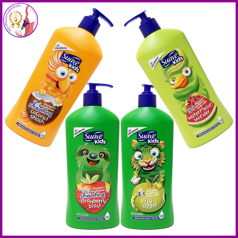 Sữa tắm gội toàn thân Suave Kids dưỡng ẩm mềm mại và an toàn cho da bé 532ml Mỹ