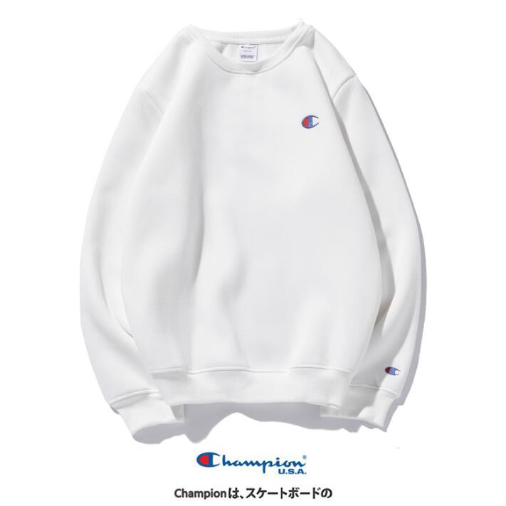 Áo sweater cổ tròn thêu chữ Champion cho nam nữ