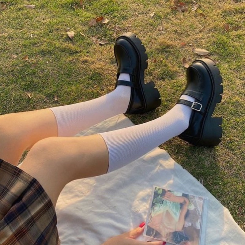(ORDER) Giày loafer gót cao lolita nữ sinh phong cách hàn quốc loại cao cấp