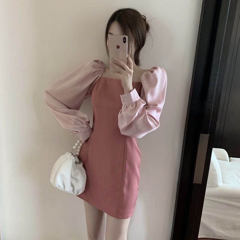 Đầm dáng suông tay phồng dài màu trơn phong cách nữ tính | BigBuy360 - bigbuy360.vn
