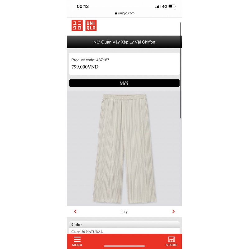 thanh lý quần váy xếp li uniqlo, size L