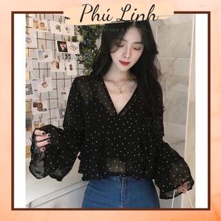 MS040 Áo voan 2 tầng chấm bi điệu đà