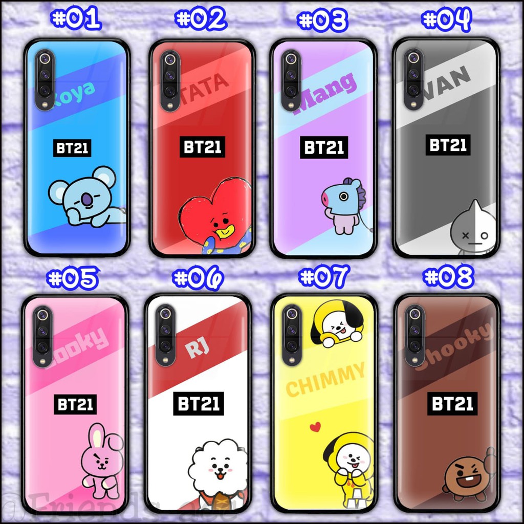 Ốp Điện Thoại Mặt Kính Họa Tiết Bt21 Cho Samsung Note 3 Note 4 Note 5 Note 8 Note 9 Premium Motif 2 Bts Bt21