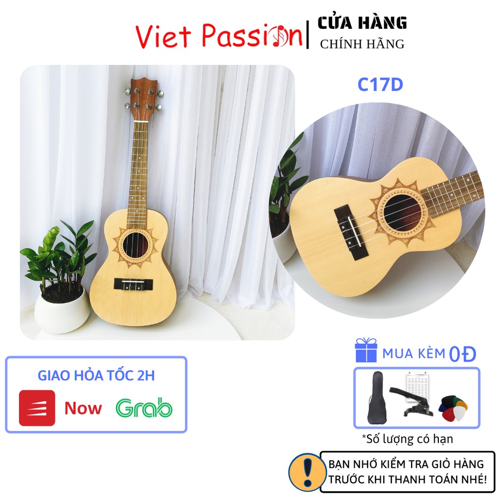 Đàn ukulele concert Vietpassion C7D size 23 inch giá rẻ chất lượng, khóa đúc cao cấp