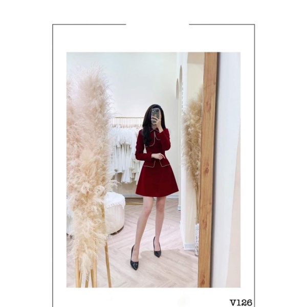 Đầm dự tiệc dạo phố cổ sen tròn phối túi tay dài Rony Dress