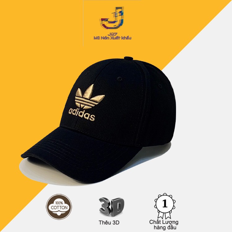 Nón lưỡi trai adidas xuất khẩu J97 store màu đen logo vàng thêu cực ôm đầu cá tinh full hộp