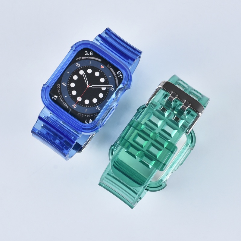 Dây Đeo Thể Thao Bằng Silicone Trong Suốt Cho Đồng Hồ Thông Minh Apple Watch 7 6 Se 5 4 3 2 1 40mm 44mm 42mm 41Mm 45mm