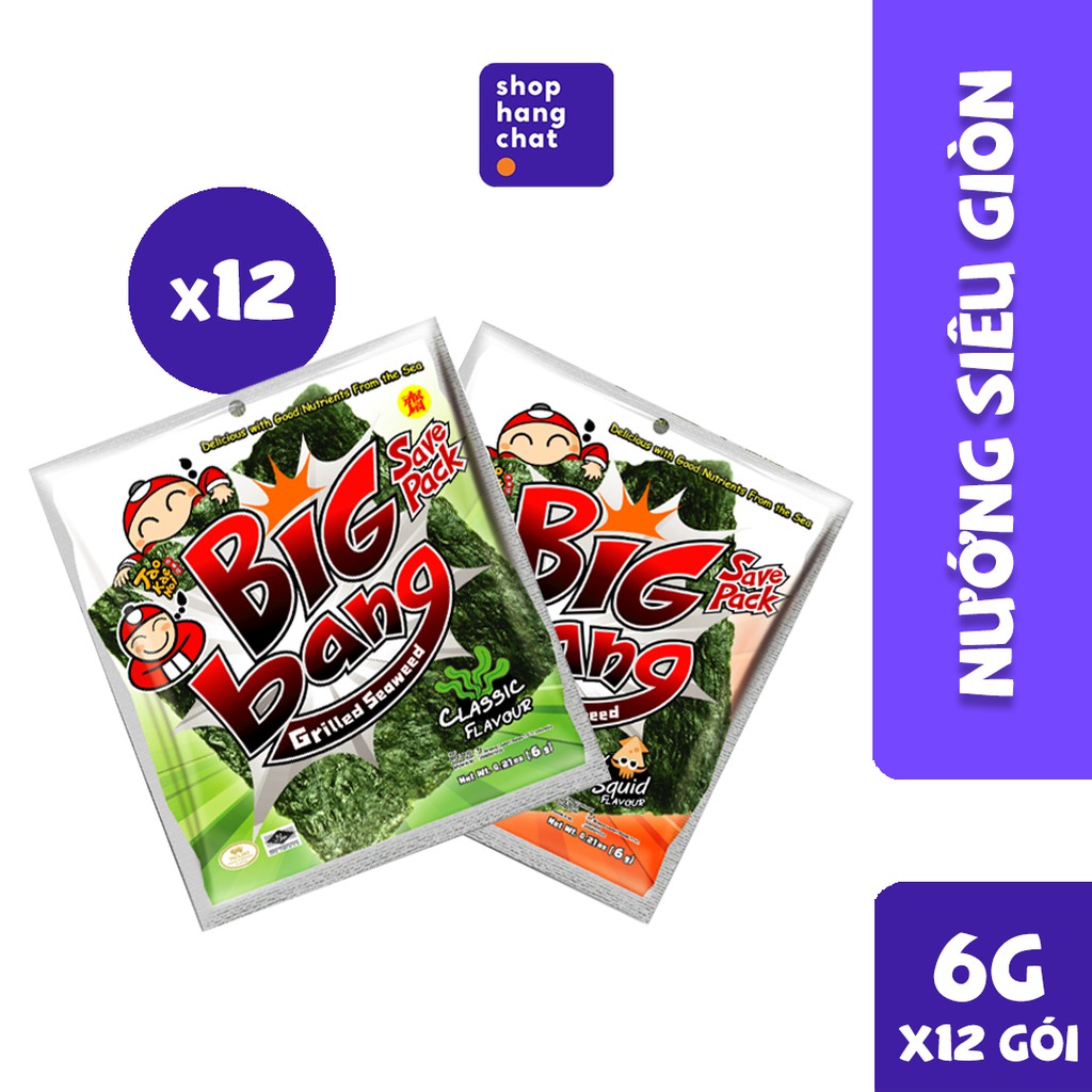 Snack Rong Biển Taokaenoi BIG BANG Lốc 12 gói 6g