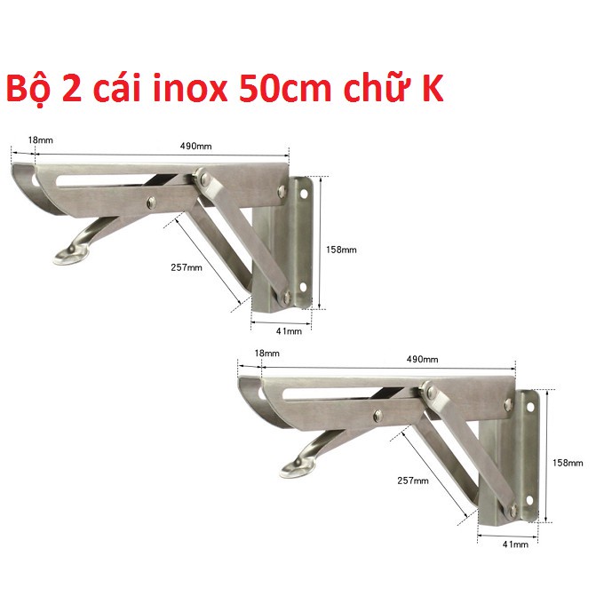 GIÁ ĐỠ, BẢN LỀ GẬP INOX - Bộ 2 CÁI hàng cao cấp