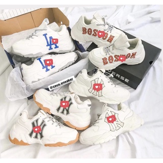 Giày thể thao mlb la chữ ny màu đen, boston, chữ ny vàng_đế độn 5cm_giày nam nữ hàng fullbox bill