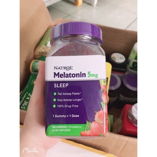 Kẹo dẻo ngủ ngon vị dâu Natrol gummies melatonin 5mg