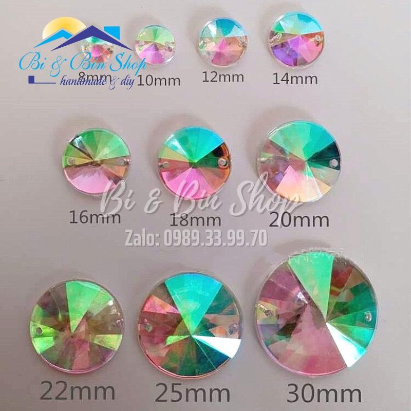 Đá Kết Tròn Màu Kem Sữa Cừ Đính Kết Trang Phục Thời Trang Làm Phụ Kiện Handmade