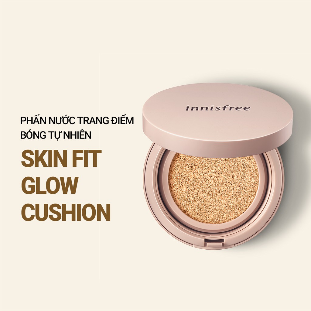 [Mã COSIF05 giảm 10% đơn 400K] Phấn nước trang điểm căng bóng innisfree Skin Fit Glow Cushion SPF34 PA++ 14g